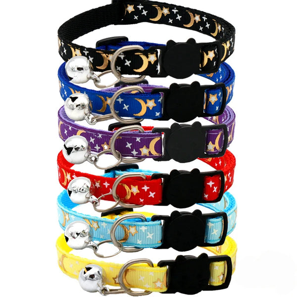 Cartoon Star Moon Pet Collar with Bell